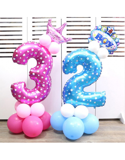 32 cal różowy niebieski Numer Cyfrowy Balonów Helem Balony foliowe Balony Event Party Supplies Urodziny Wesele Decor Powietrza