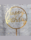 Glitter Szczęśliwy Birthday Cake Topper List Akrylowe Złoto Srebro Ciasto Top Oznacz Dekoracji dla Chłopca Urodziny Materiały Śl