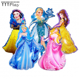 93*55 cm Duża Belle Aurora Kopciuszek Królewna Śnieżka Elsa Pięć Księżniczka Dziecka Birthday Party Decoration Helem Balony Foli