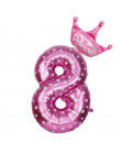 32 Cal Różowy Niebieski Numer 0-9 Balony Foliowe Cyfrowy Balonów Helem Urodziny Wesele Wystrój Powietrza Balony Event strona Dos