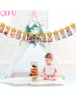 QIFU Pierwsze Urodziny Banner Flag Miesięczne Jeden Rok Stare Baby Shower Chłopiec 1st Urodziny 1 Urodzinowy Chłopiec Szczęśliwy