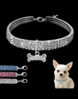 Bling Rhinestone Obroża Kryształ Puppy Chihuahua Pet Obroże Dla Psów Smycz Dla Małych i Średnich Psów Mascotas Akcesoria S M L r