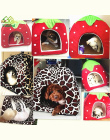 Miękkie Strawberry Legowisko Kot Dom Składany Leopard Zwierząt Jaskini Śliczne Pet Cat Dog House Nest Puppy Dog Kennel Wysokiej 