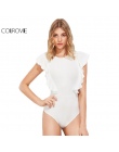 COLROVIE Wzburzyć Słodkie Teksturowane Body Kobiety White Cap Sleeve Szczupła Lato 2017 Moda New Sexy Krótkie Obcisłe Body dla B