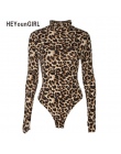HEYounGIRL Leopard Body dla Kobiet Sexy Bodycon Skinny Kolorze Ciała Golf Z Długim Rękawem Playsuit Drukowane Romper Kombinezony