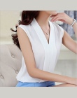 Koreański styl Kobiety Moda Szyfonu Bluzki Damskie Topy Kobiet Bez Rękawów Biała Koszula Blusas Femininas Plus Size Odzież Kobie