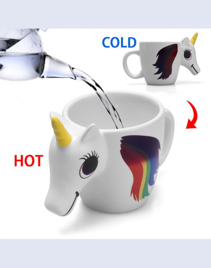 300 ml 3D Ceramiczny Kubek Zmieniający Kolor Temperatury Jednorożec Kawy I Herbaty Mleka Kubek Gorącej Wody Drinkware Kolor Nove
