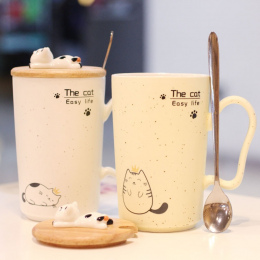 Ceramiczny kubek do kawy mleka herbaty Kot Kotek prezent biurowy