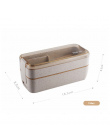 750 ml Zdrowe Materiał 2 Warstwa Lunch Box Słomy Pszenicy Pudełka Bento Mikrofalowa Obiadowy Pojemnik Do Przechowywania Żywności