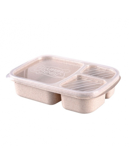 Lunch Box Zastawa Mikrofalowa Bento Box Jakości Słomy Pszenicy Zdrowia Naturalne 3 Siatka Uczeń Przenośne Pudełko Do Przechowywa