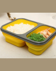 2 komórki Silikonowy Składany Przenośny Lunch Box 900 ml Kuchenka Mikrofalowa Miska Składany Do Przechowywania Żywności Obiad Po