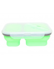 2 komórki Silikonowy Składany Przenośny Lunch Box 900 ml Kuchenka Mikrofalowa Miska Składany Do Przechowywania Żywności Obiad Po