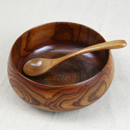 Duża miska zupy drewna tigela handmade zdrowej żywności pojemniki obiad naczynia rocznika sałatka ryż Japoński styl zastawy stoł