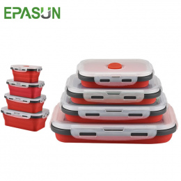 EPASUN Silikonowe Składane Bento Box Składany Przenośny Lunch Box dla Żywności Obiadowy Żywności Pojemnik Żywności Miska Dla Dzi