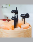 Asipartan 6 sztuk/zestaw Czarny Kot Picks Owoce Deser Przekąska Widelce Widelce Żywności Bento Akcesoria Kuchenne Naczynia