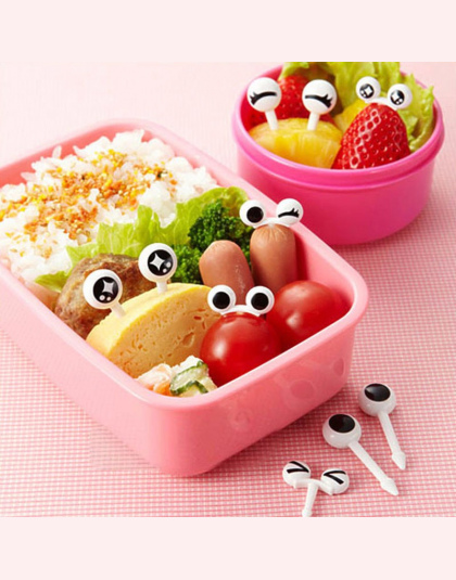 10 sztuk/paczka Śliczne Oczy Owoców Widelec Plastikowe Owoce Pick Dzieci Bento Lunch Przekąski Ciasto Deser Wykałaczki Kuchenne 