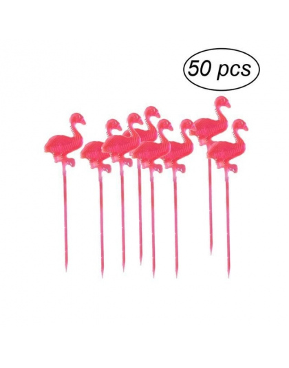 50 sztuk W Formie Bufetu Cupcake Owoców Widelec Deser Ciasto Sałatka Kije Flamingo Żywności Rozgrywki Koktajlowe Wykałaczka Szpi