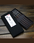 Drewniane bambusowe pałeczki 5 para Japoński Koreański Żywności Czerwony Czarny Uchwyt Projekt Para Wielokrotnego Użytku Chopsti