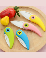 Śliczne Mini Ptak Ptak Ceramiczny Nóż Składany Kieszonkowy Nóż Owoców Nóż Ceramiczny Z Kolorowe ABS Uchwyt Narzędzia Kuchenne Ga