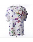 2018 nowy Duży rozmiar kobiety drukarnie bluzka ptak bat koszula krótki rękaw szyfon blusas femininas roupas lato style