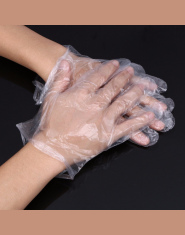 Przezroczyste foliowe jednorazowe rękawiczki w uniwersalnym rozmiarze ochronne higieniczne