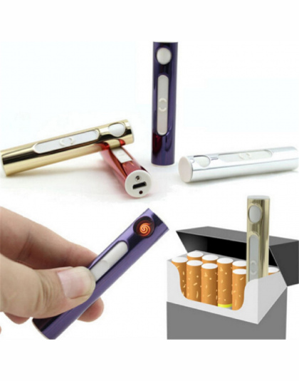 USB Zapalniczki Elektroniczne Akumulator Tytoniu Zapalniczki Bezpłomieniową Cigar wiatroszczelna złota metalowe rury torch zapal