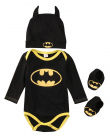 2017 Lato Śliczne Batman Noworodka Boys Baby Pajacyki Dziecięce + Buty + Hat 3 Sztuk Outfit Odzież Boys Baby Zestaw