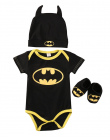 2017 Lato Śliczne Batman Noworodka Boys Baby Pajacyki Dziecięce + Buty + Hat 3 Sztuk Outfit Odzież Boys Baby Zestaw