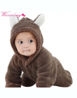 Baby Pajacyki Newborn Baby Girl Ubrania Ustawić Śliczne 3D Niedźwiedź Ucha Kombinezon Baby Boy Ubrania Zestaw Jesień Zima Ciepłe