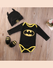 Noworodek Berbeć Buty Boys Baby Ubrania Bodysuit Hat Batman Stroje Zestaw Dla Niemowląt Dzieci Dzieci Boy Odzież Body Bawełniane