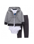 2018 bebes baby boy dziewczyny ubrania zestaw bodys bébés bawełna sweter z kapturem + spodnie + ciała 3 częściowy zestaw noworod