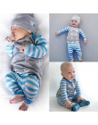Jesień Zima Dla Dzieci Odzież Ustaw Newborn Baby Girl Boy Ubrania W Paski Z Długim Rękawem Topy + Spodnie Kapelusz 3 sztuk Outfi
