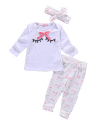 3 sztuk Garnitury Niemowlę dziecko dziewczyny ubrania Z Długim rękawem Topy Spodnie Miłość wzór z Pałąk Newborn Baby girl outfit