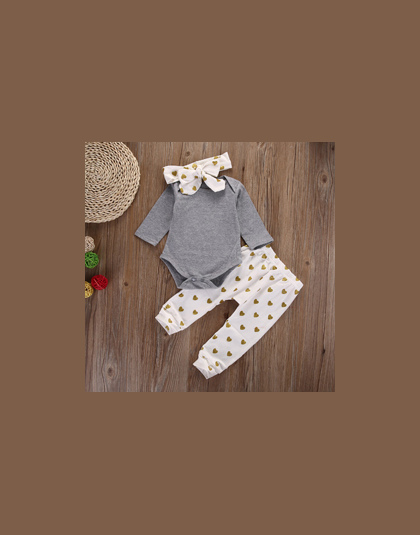 3 sztuk Garnitury Niemowlę dziecko dziewczyny ubrania Z Długim rękawem Topy Spodnie Miłość wzór z Pałąk Newborn Baby girl outfit