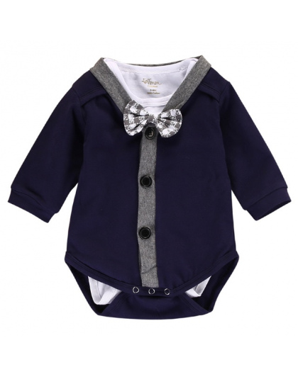 2 sztuk!! Newborn Baby Boy Ubrania Gentleman Bow Cardigans Bluza Płaszcz + Długi Rękaw Romper Kombinezon Outfits Ubrania 0-18 M