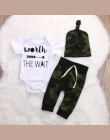 2017 Zieleń wojskowa Newborn Baby Girl Boy Ubrania Romper T-Shirt Długie Spodnie I Kapelusz Stroje 3 Sztuk