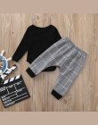 MUQGEW Zimowe ubrania dla dziecka zestaw 2 sztuk Plaid Drukuj Topy + Spodnie baby boy dziewczyny odzież ustaw Marka Niemowląt od