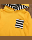 MUQGEW Moda dla dzieci ubrania zestaw ubrania zimowe dla dzieci 2 sztuk Z Kapturem W Paski T shirt Topy + Spodnie noworodka chło