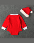 Mój Pierwszy Christmas Baby Chłopcy Dorywczo Dziewczynek Ubrania Noworodka Romper Kombinezon Z Długim Rękawem + Piękny Kapelusz 