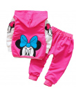 Dzieci Odzież Ustaw Mickey Minnie Cartoon Chłopcy Dziewczęta trzyczęściowy Tshirts Topy + kurtka + Spodnie Sportowe Dla Dzieci Z