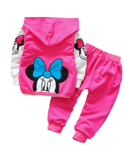 Dzieci Odzież Ustaw Mickey Minnie Cartoon Chłopcy Dziewczęta trzyczęściowy Tshirts Topy + kurtka + Spodnie Sportowe Dla Dzieci Z
