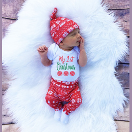 2016 Boże Narodzenie Snowflake Romper Newborn Baby Girl Boy Spodnie Legginsy Kapelusz 3 sztuk Stroje Dla Niemowląt Bebek Odzież 