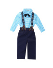 Maluch Niemowlę Newborn Baby Boy Muszka Chusta Niebieska Koszula Pończoch Spodnie Spodnie Outfits 2 sztuk Zestaw