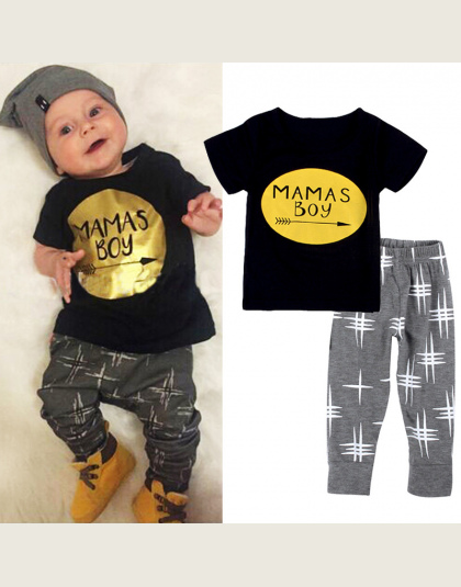 2016 Nowy lato baby boy ubrania zestaw bawełna Moda litery drukowane t-shirt + spodnie 2 sztuk ubrań Dla Niemowląt noworodków od