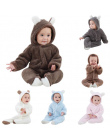 Baby Pajacyki Newborn Baby Girl Ubrania Ustawić Śliczne 3D Niedźwiedź Ucha Kombinezon Baby Boy Ubrania Zestaw Jesień Zima Ciepłe