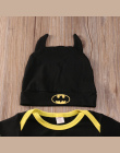 Moda Batman Boys Baby Pajacyki Kombinezon Bawełniane Topy + Buty + Kapelusz 3 sztuk Strój Ubrania Ustawić Noworodka Maluch 0 -24
