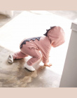 Emmababy Baby Boy Dziewczyna 3D Dinosaur Kostium Stałe różowy szary romper Playsuit Pajacyki ciepłe wiosna jesień bawełniane Ubr
