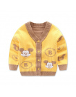 Chłopcy sweter rozpinany i bawełna 0-1 rok dziecka dzianiny płaszcz kołnierz grube V Cartoon dziewczyny swetry