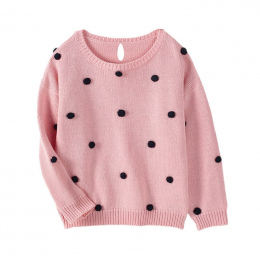 Sweterek dla Dziewczynek Jesień Ciepły Bawełniany Z Kulkami Z Dzianiny Dla Dzieci Ubrania Zimowe