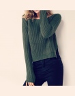 Jesień zima kobiety swetry i pulowery koreański styl z długim rękawem casual crop sweter szczupła stałe dzianiny swetry sweter m